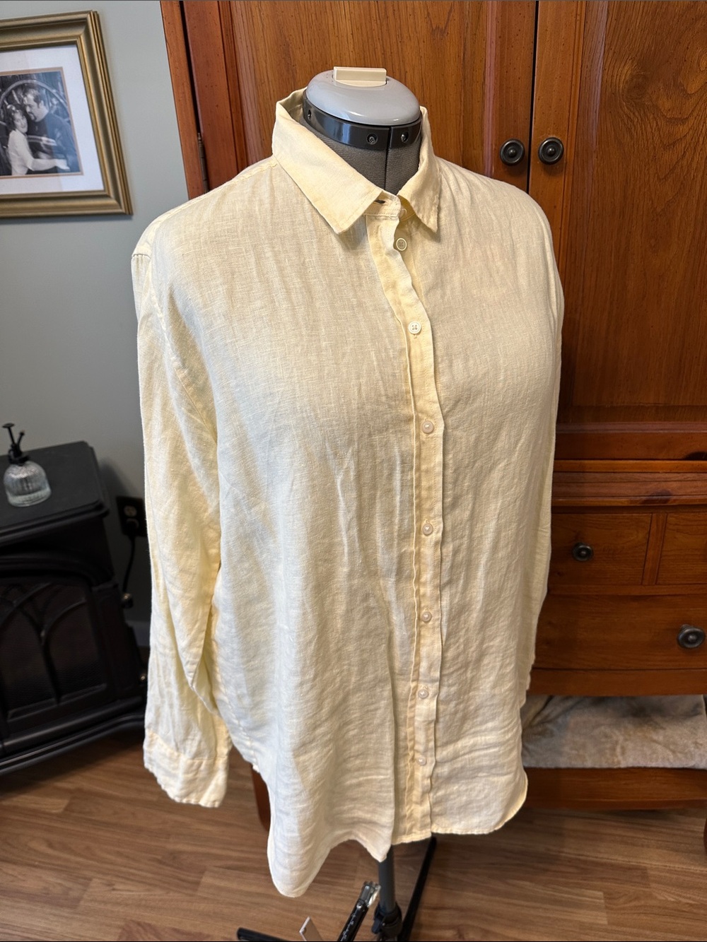 Everlane Must Have 100%Linen Button-Down Shirt in Banana Yellow Size 14